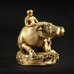 Copper shepherd boy riding a bull ornaments
